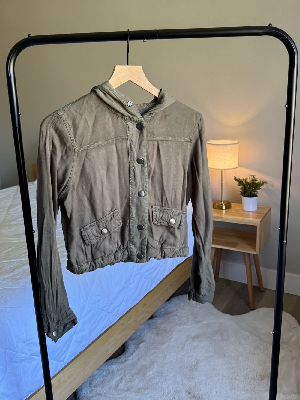 Women’s Olive Hooded Lightweight Jacket